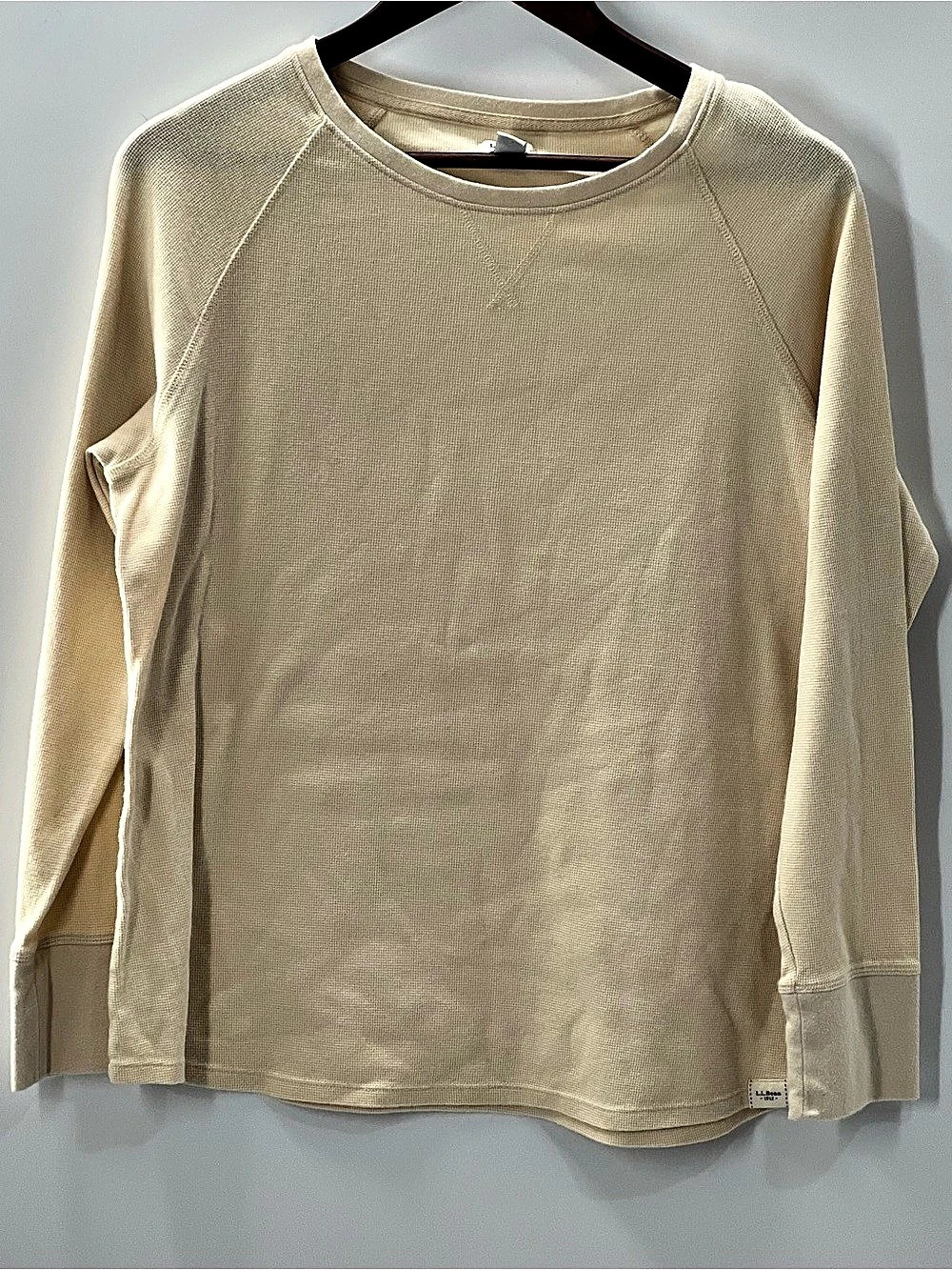 503 LL Bean Size Large Petite Long Sleeve Cotton Shirt in Cream
